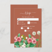 Wildblumen Periwinkle Orange Terracotta Wedding RSVP Karte (Vorne/Hinten)