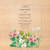 Wildblumen Periwinkle Wasserfarbenhochzeit Acryleinladungen (Vorderseite)