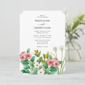 Wildblumen Periwinkle Wasserfarbenhochzeit Einladung (Stehend Vorderseite)