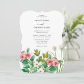 Wildblumen Periwinkle Wasserfarbenhochzeit Einladung (Stehend Vorderseite)