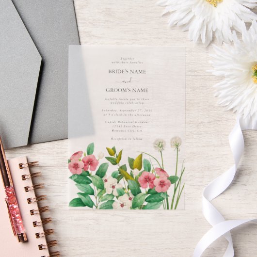 Wildblumen Periwinkle Wasserfarbenhochzeit Pergament Einladungen (Hochzeit)