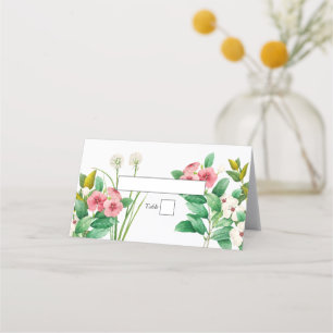 Wildblumen Periwinkle Wasserfarbenhochzeit Platzkarte