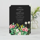 Wildblumen Periwinkle Watercolor Black Wedding Einladung (Stehend Vorderseite)