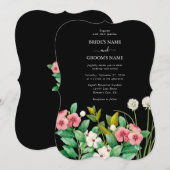 Wildblumen Periwinkle Watercolor Black Wedding Einladung (Vorne/Hinten)