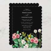 Wildblumen Periwinkle Watercolor Black Wedding Einladung (Vorne/Hinten)