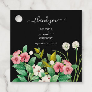 Wildblumen Periwinkle Watercolor Black Wedding Geschenkanhänger