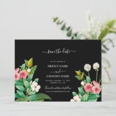 Wildblumen Periwinkle Watercolor Black Wedding Save The Date (Stehend Vorderseite)