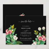 Wildblumen Periwinkle Watercolor Black Wedding Save The Date (Vorne/Hinten)