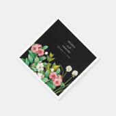 Wildblumen Periwinkle Watercolor Black Wedding Serviette (Ecke)