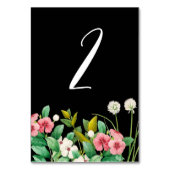Wildblumen Periwinkle Watercolor Black Wedding Tischnummer (Rückseite)
