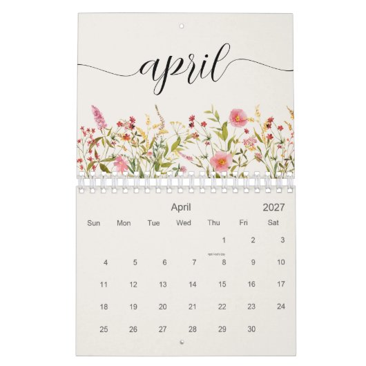 Wildblumen Personalisiert Kalender (Apr 2027)