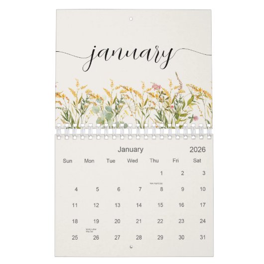 Wildblumen Personalisiert Kalender (Jan 2026)