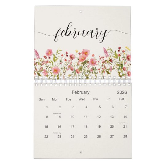 Wildblumen Personalisiert Kalender (Feb 2026)