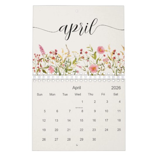 Wildblumen Personalisiert Kalender (Apr 2026)