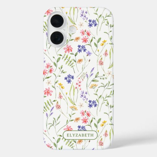 Wildblumen Personalisiert Name weiß Case-Mate iPhone Hülle (Rückseite)