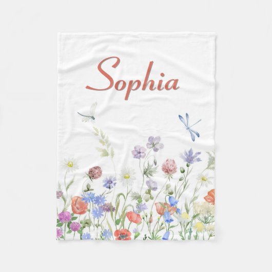 Wildblumen Personalisierter Individuelle Name Fleecedecke (Vorderseite)