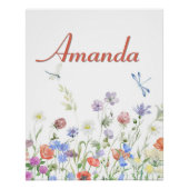 Wildblumen Personalisierter Individuelle Name Poster (Vorderseite)