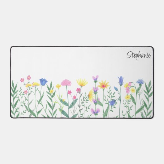 Wildblumen Personalisierter Skriptname Schreibtischunterlage (Vorderseite)