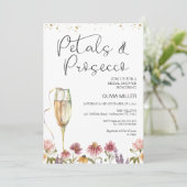 Wildblumen Petals und Prosecco-Brautparty Einladung (Stehend Vorderseite)