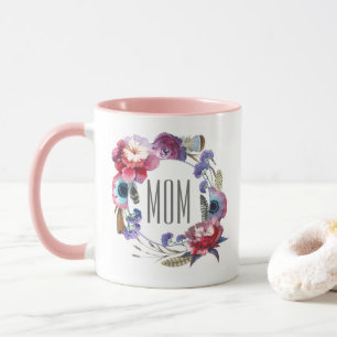 Wildblumen-Pfingstrose-Blumen mit Federn Muttertag Tasse