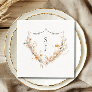 Wildblumen-Pfirsich-Blumen-Hochzeit Serviette