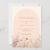 Wildblumen Pfirsichbeige Bogen QR Code UAWG Hochze Einladung (Vorderseite)