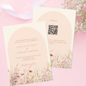 Wildblumen Pfirsichbeige Bogen QR Code UAWG Hochze Einladung