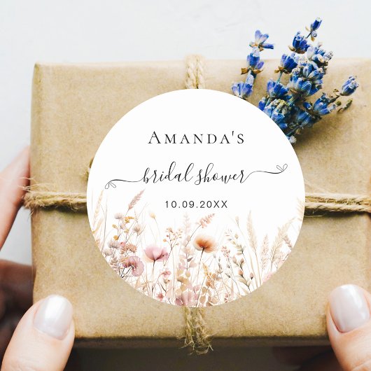 Wildblumen Pfirsichbeige Fall Liebe Brautparty Runder Aufkleber