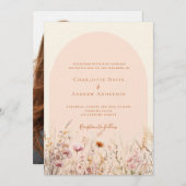 Wildblumen Pfirsichbeige Foto Luxushochzeit Einladung (Vorne/Hinten)