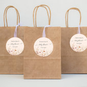 Wildblumen Pfirsichbeige Rosa Babydusche Runder Aufkleber