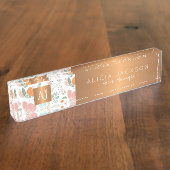 Wildblumen pfirsichfarbenes Kupfergold mit Monogra Namensplakette (Seite)