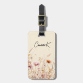 Wildblumen Pink-Beige-Creme-Skript Gepäckanhänger (Vorderseite vertikal)