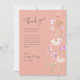 Wildblumen Pink Dankeschön-Karte für Hochzeit Dankeskarte