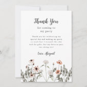 Wildblumen Pink Geburtstagsparty Dankeskarte (Vorderseite)