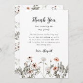 Wildblumen Pink Geburtstagsparty Dankeskarte (Vorne/Hinten)
