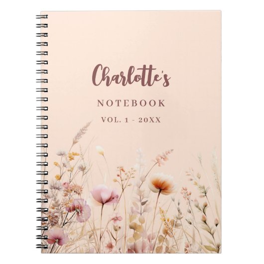 Wildblumen Pink Peach name Skript Notizblock (Vorderseite)