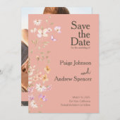 Wildblumen Pinks Wedding Save the Date Einladung (Vorne/Hinten)