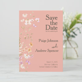 Wildblumen Pinks Wedding Save the Date Einladung