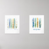 Wildblumen Pinselstriche Wasserfarbe Blau Grün Bilderwand Sets (Vorderseite)