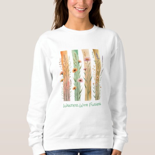 Wildblumen Pinselstriche Wasserfarben Wander Blume Sweatshirt (Vorderseite)