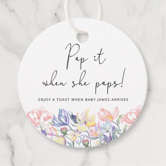 Wildblumen Pop es, wenn sie Pop Babydusche Geschenkanhänger (Vorderseite)