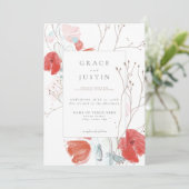 Wildblumen Poppy Wedding Einladung (Stehend Vorderseite)