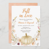 Wildblumen Pumpkin Fall in Liebe Paare Dusche Einladung (Vorne/Hinten)