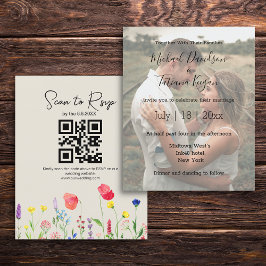 Wildblumen qr Code uAwg Hochzeitseinladung