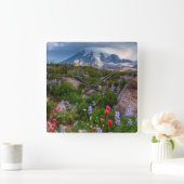 Wildblumen Quadratische Wanduhr (Zuhause)