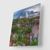 Wildblumen Quadratische Wanduhr (Winkel)