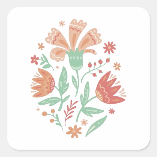 Wildblumen Quadratischer Aufkleber (Vorderseite)