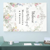 Wildblumen rahmen Hochzeitswillkommen Banner (Messe)