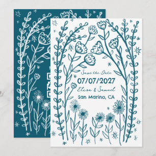 Wildblumen Ranken Hochzeit "Save the Date" BENUTZE Save The Date