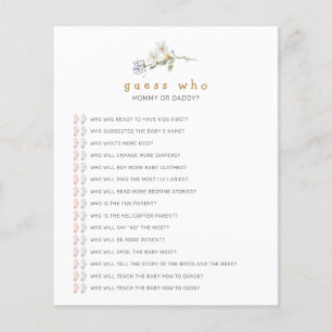 Wildblumen raten, wer Baby Showspiel